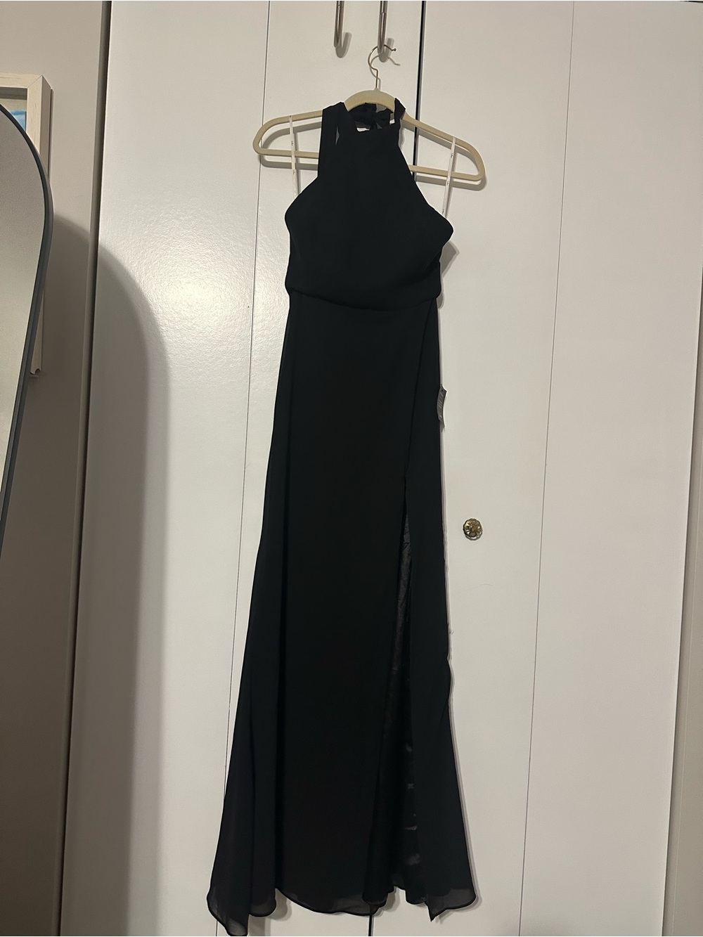 Lulu's Black Halter Gown with Side Slit